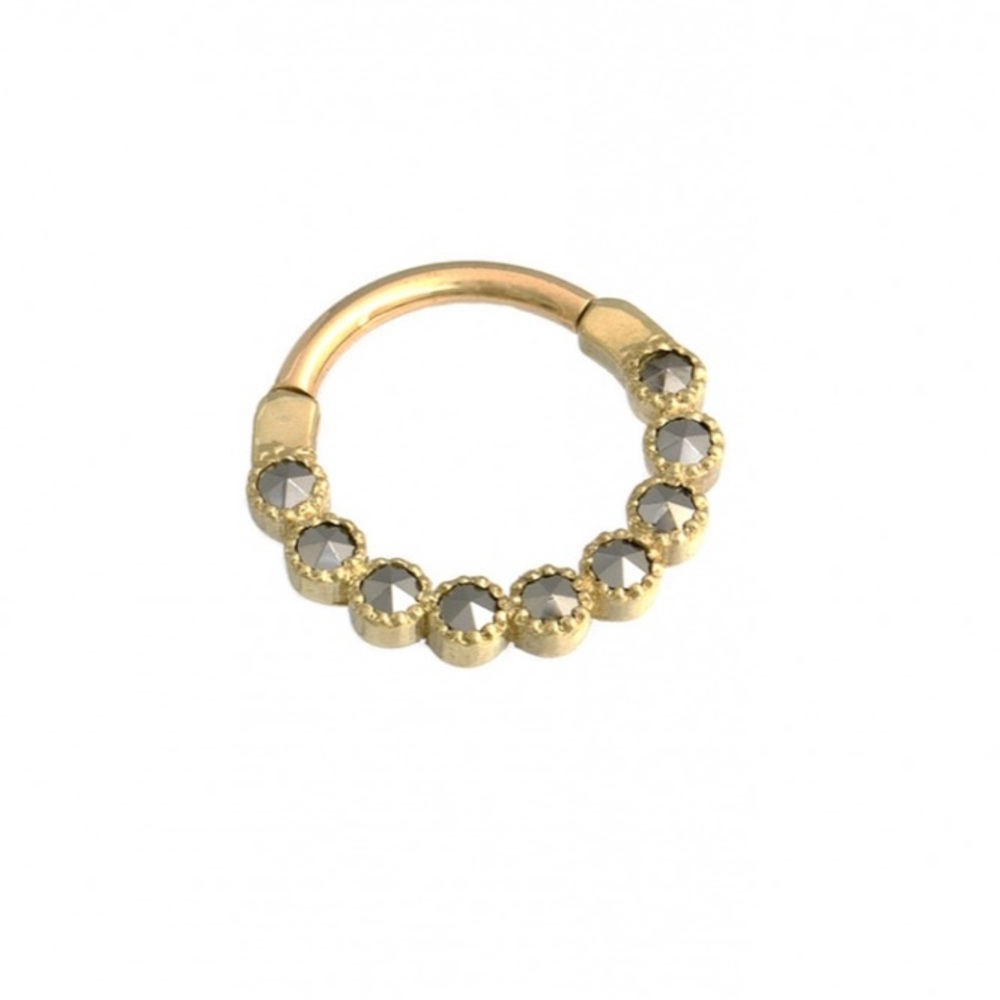 BVLA Custom Marina Hinged Clicker | Yellow Gold and Moonstones | Septum Piercing